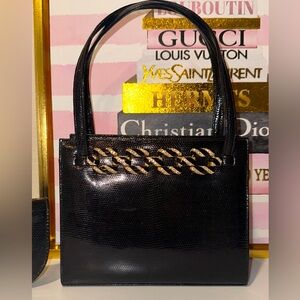 Stunning Martin Van Schaak vintage genuine lizard skin embellished ha…